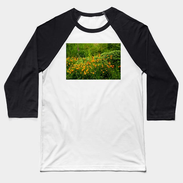 fli poppy field Baseball T-Shirt by pcfyi